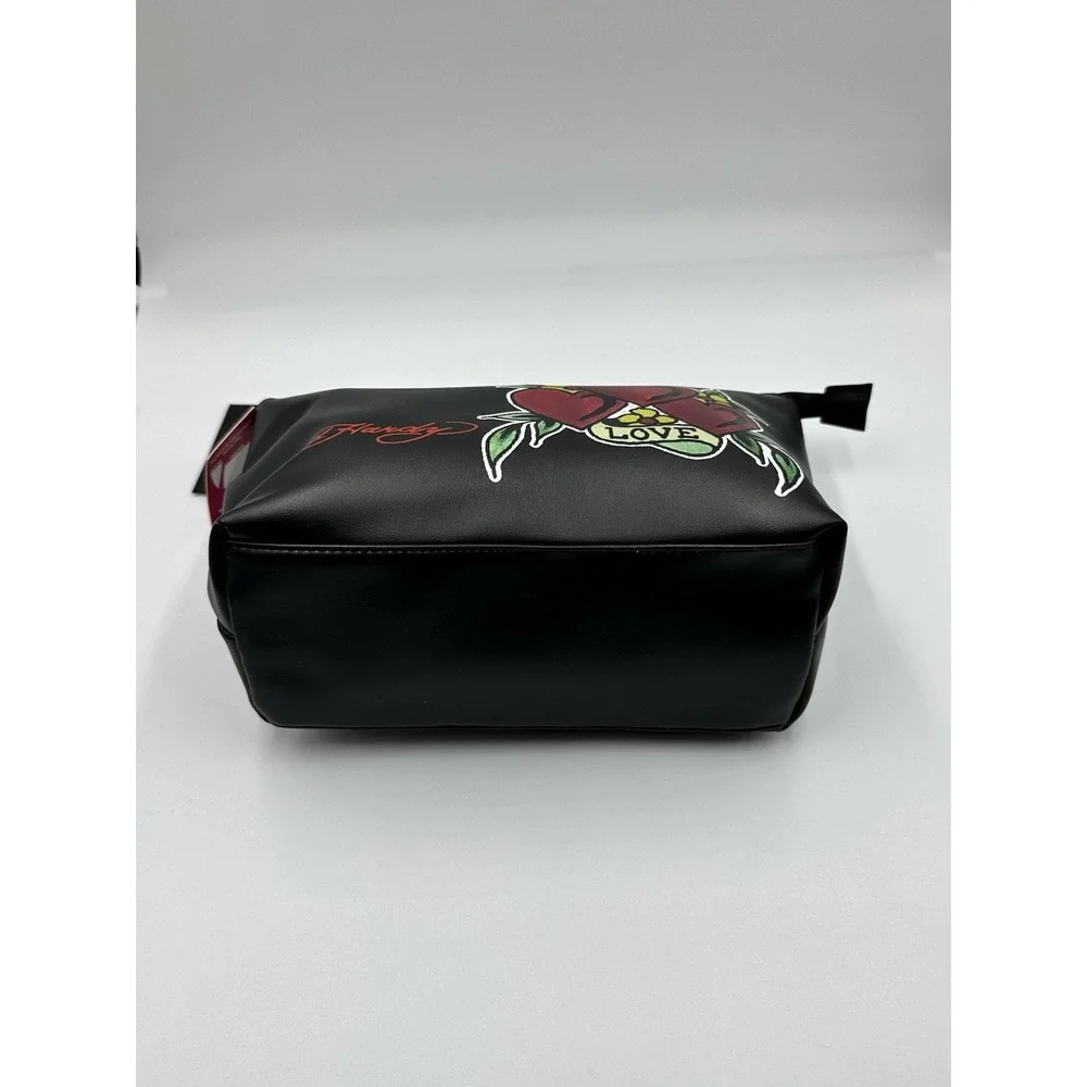 Ed Hardy Love Hearts Cosmetic Bag Vegan Leather‎ Makeup Bag